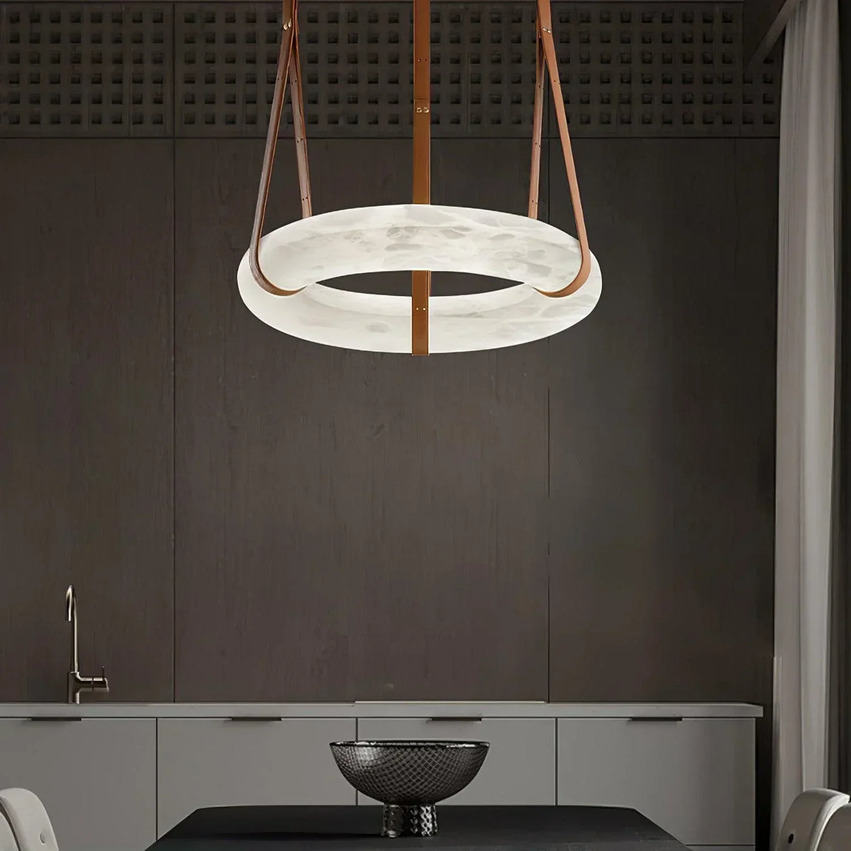 Modern Round Alabaster Chandelier for Living Room / bedroom