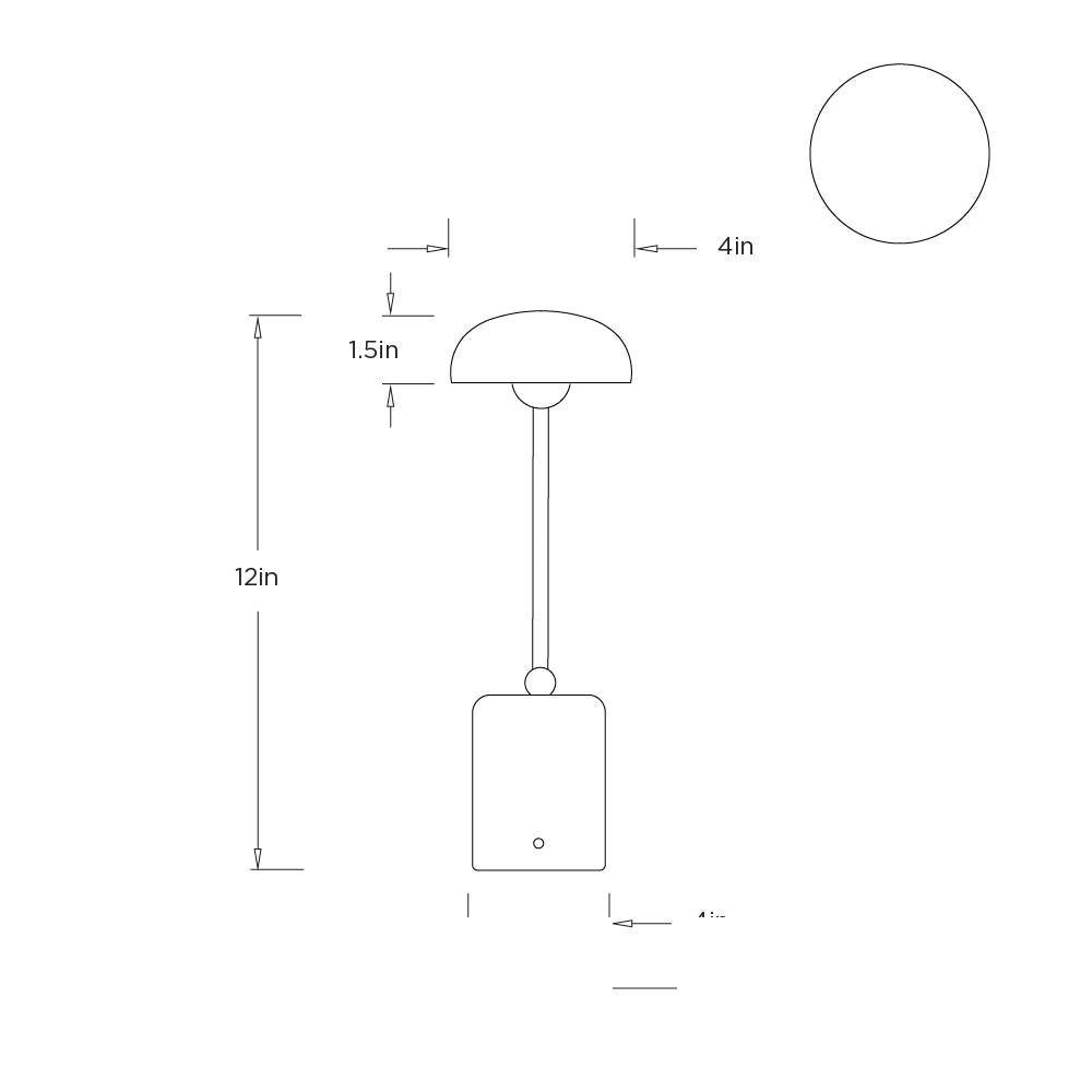 Lumi Rechargeable Accent Lamp PAC05 technical dimension drawing