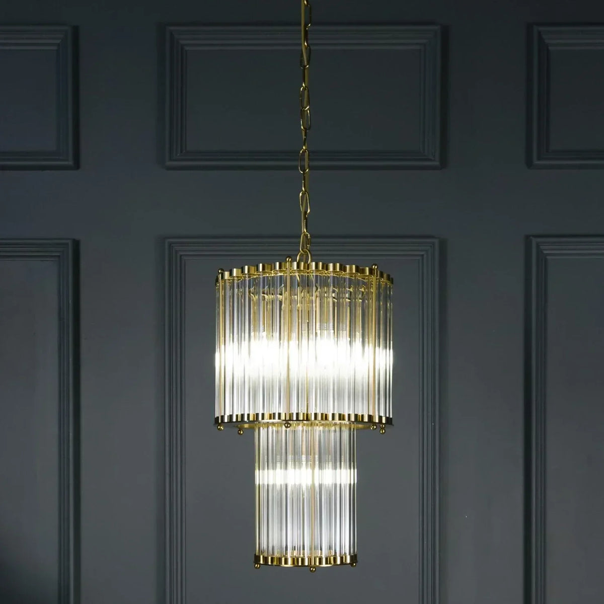 Double Monza 9-Light Glass Chandelier