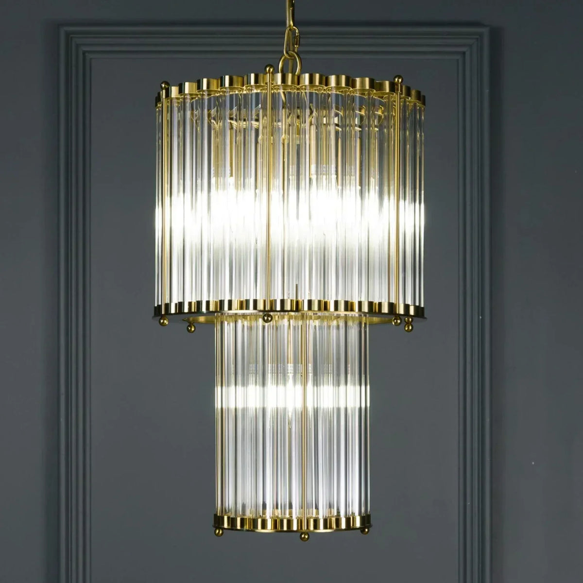 Double Monza 9-Light Glass Chandelier