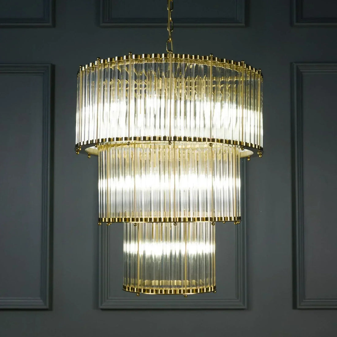 Triple Monza 9-Light Glass Chandelier