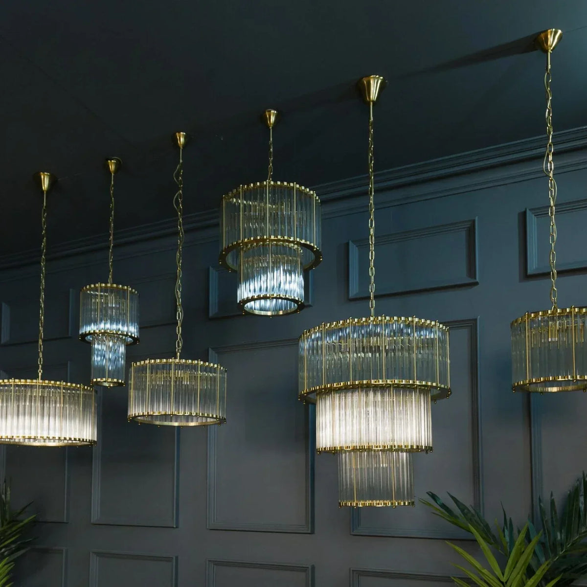 Double Monza 9-Light Glass Chandelier