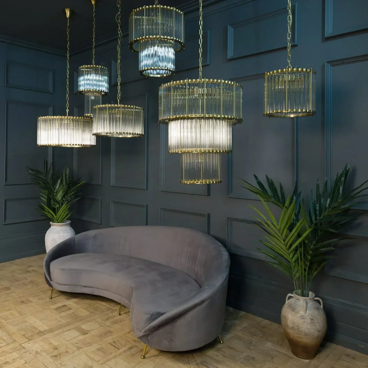 Double Monza 9-Light Glass Chandelier