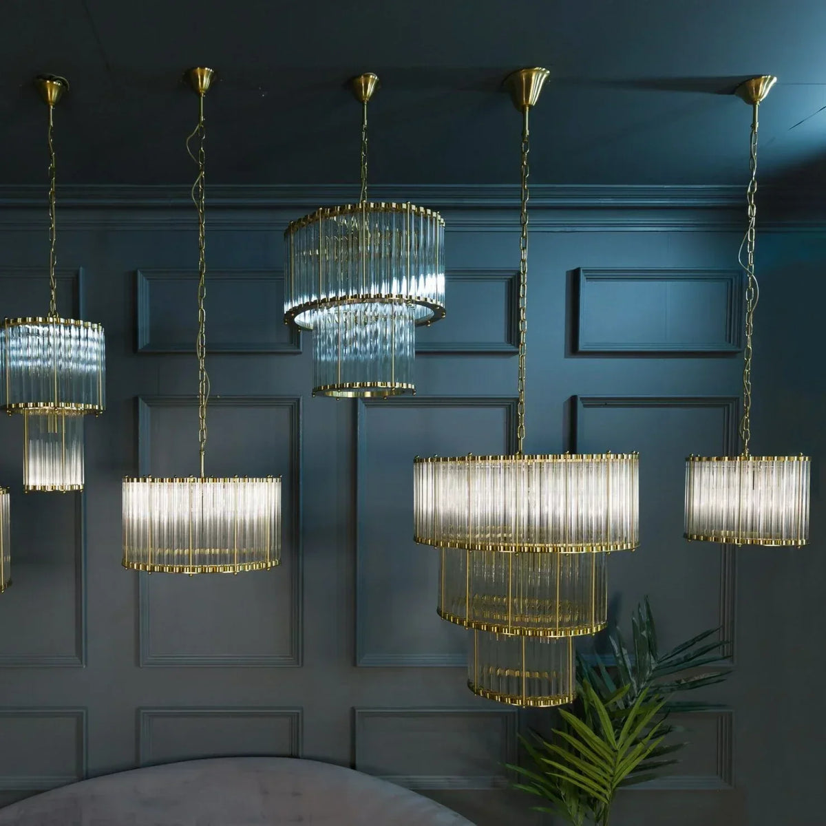 Double Monza 9-Light Glass Chandelier