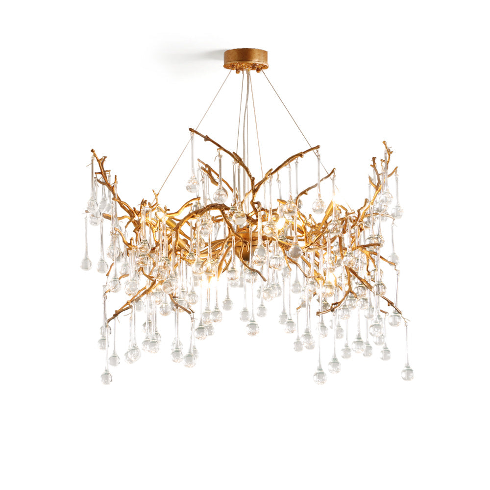 Palwa Branch Brass Crystal Chandelier