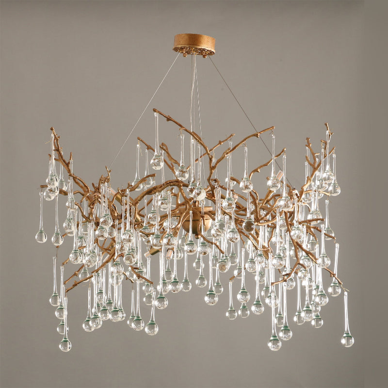 Palwa Branch Brass Crystal Chandelier