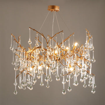 Palwa Branch Brass Crystal Chandelier
