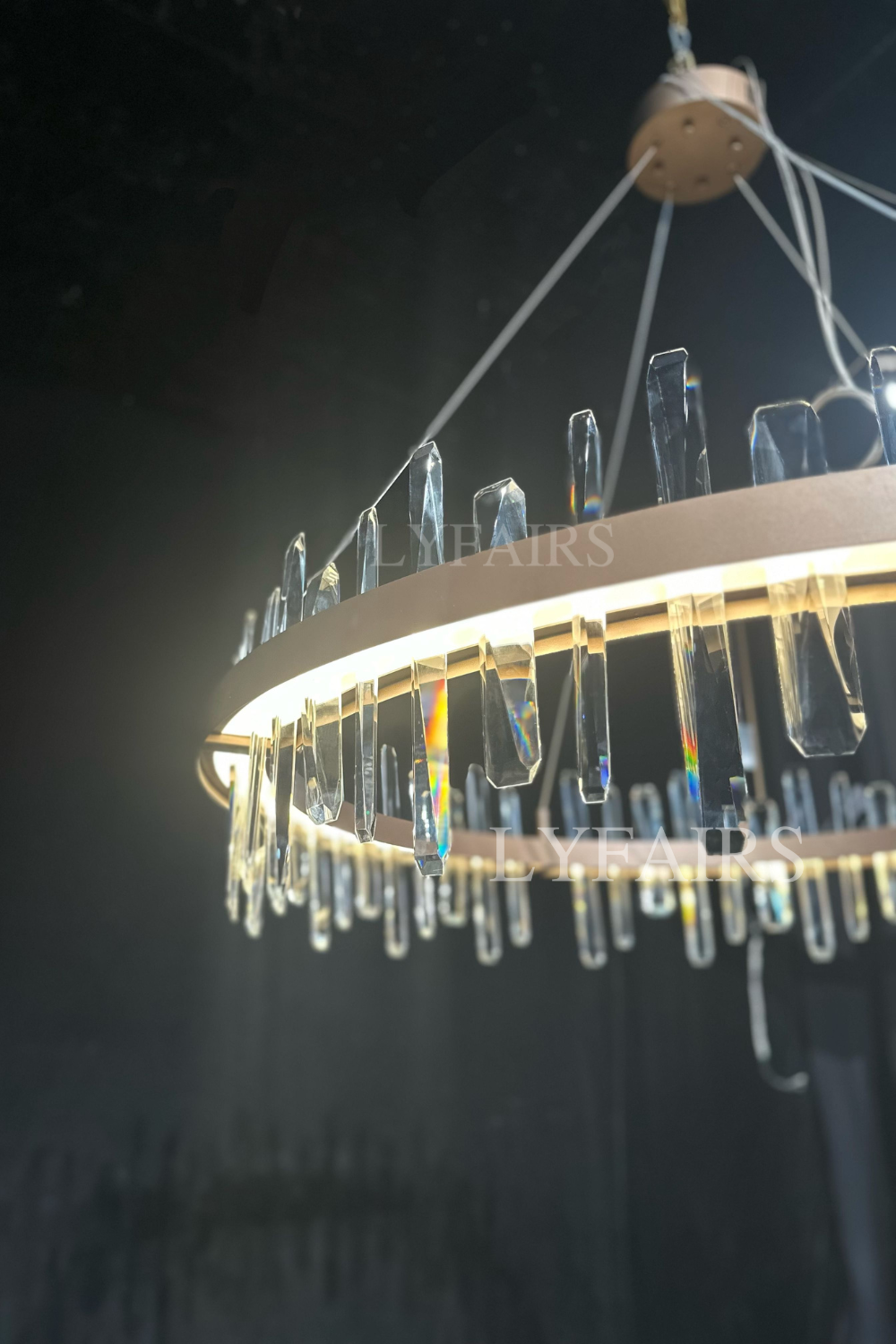 Modern Round K9 Crystal Chandelier with Stainless Steel Finish