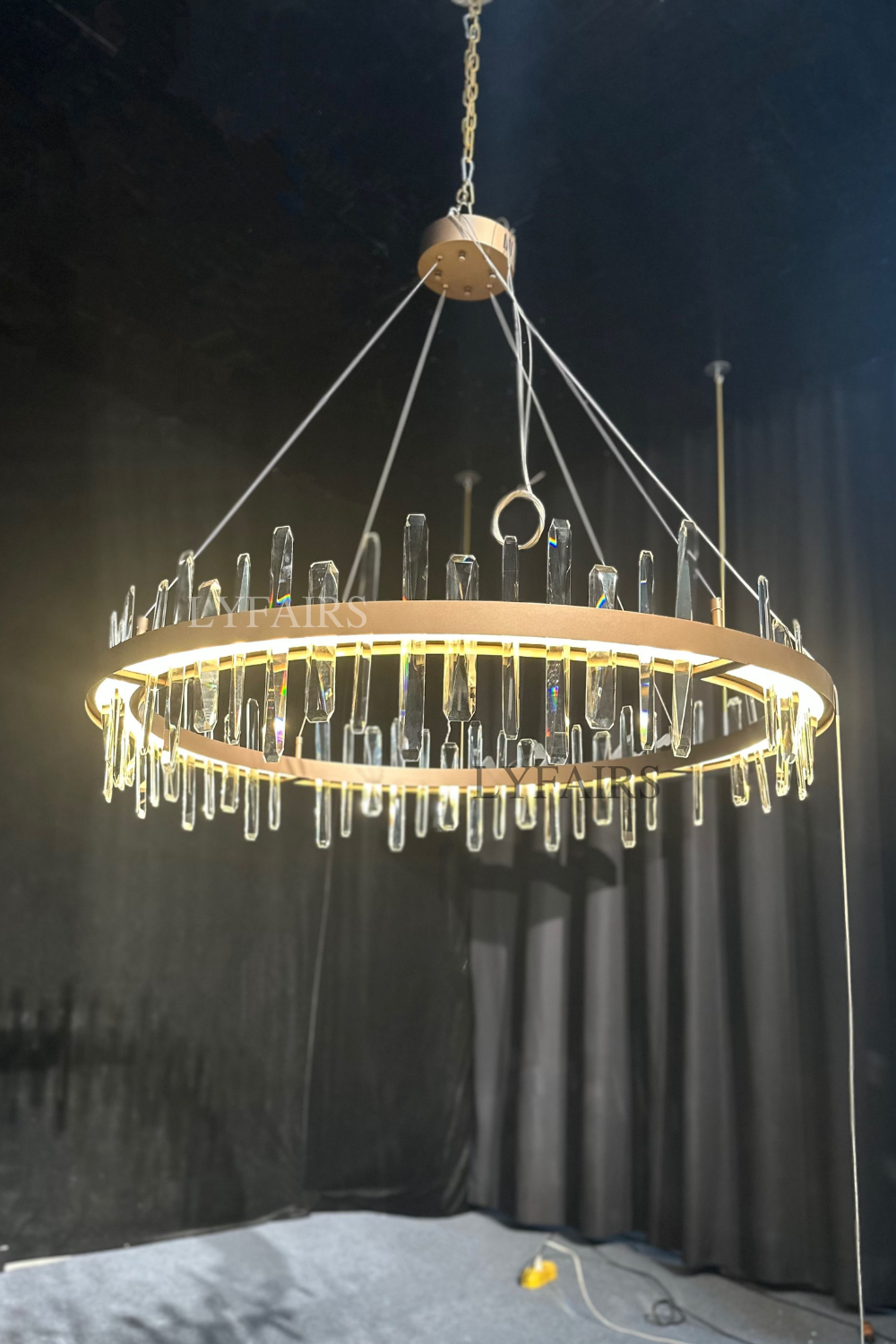 Modern Round K9 Crystal Chandelier with Stainless Steel Finish