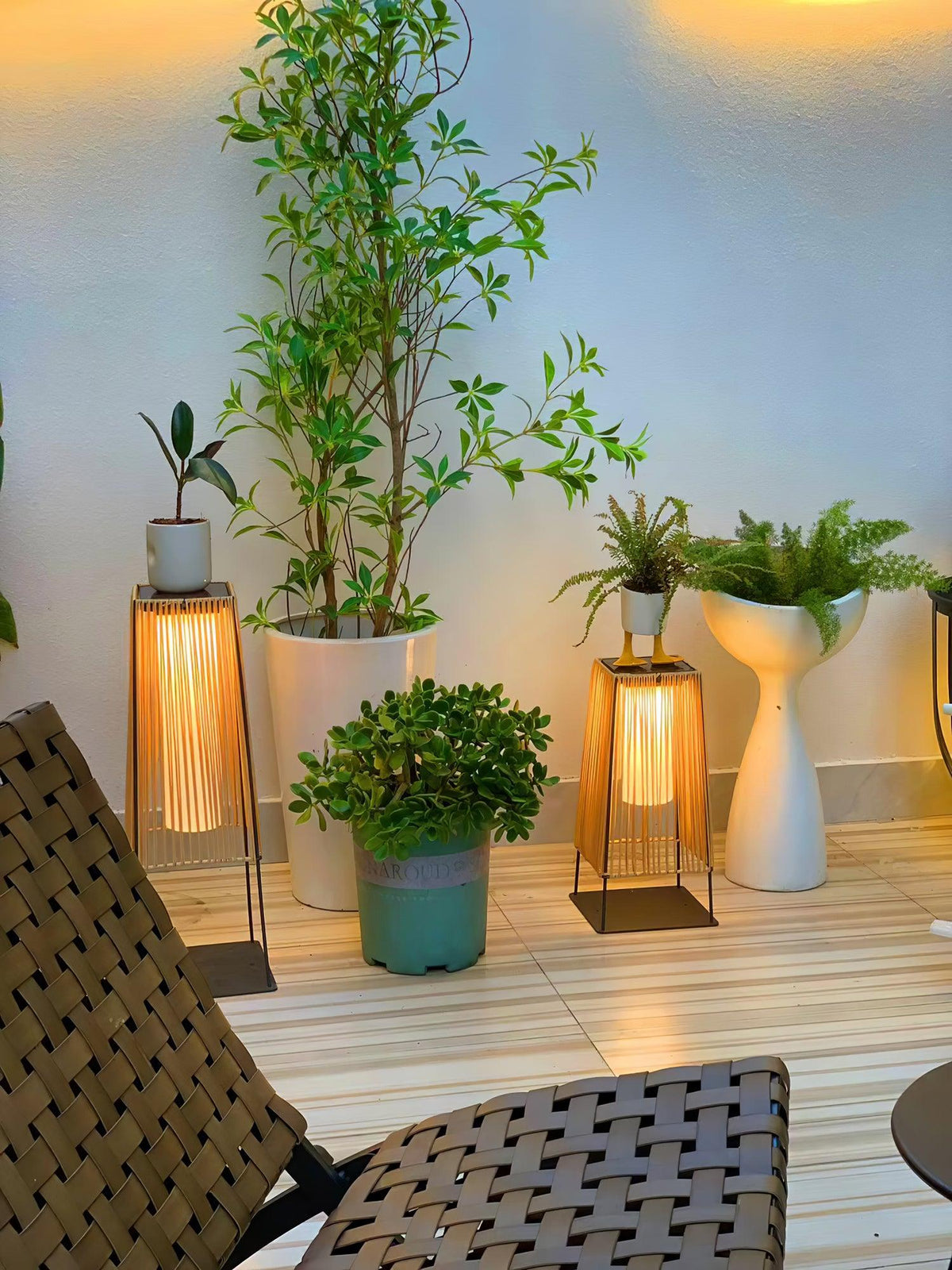 Plastic Rattan Outdoor Post Light