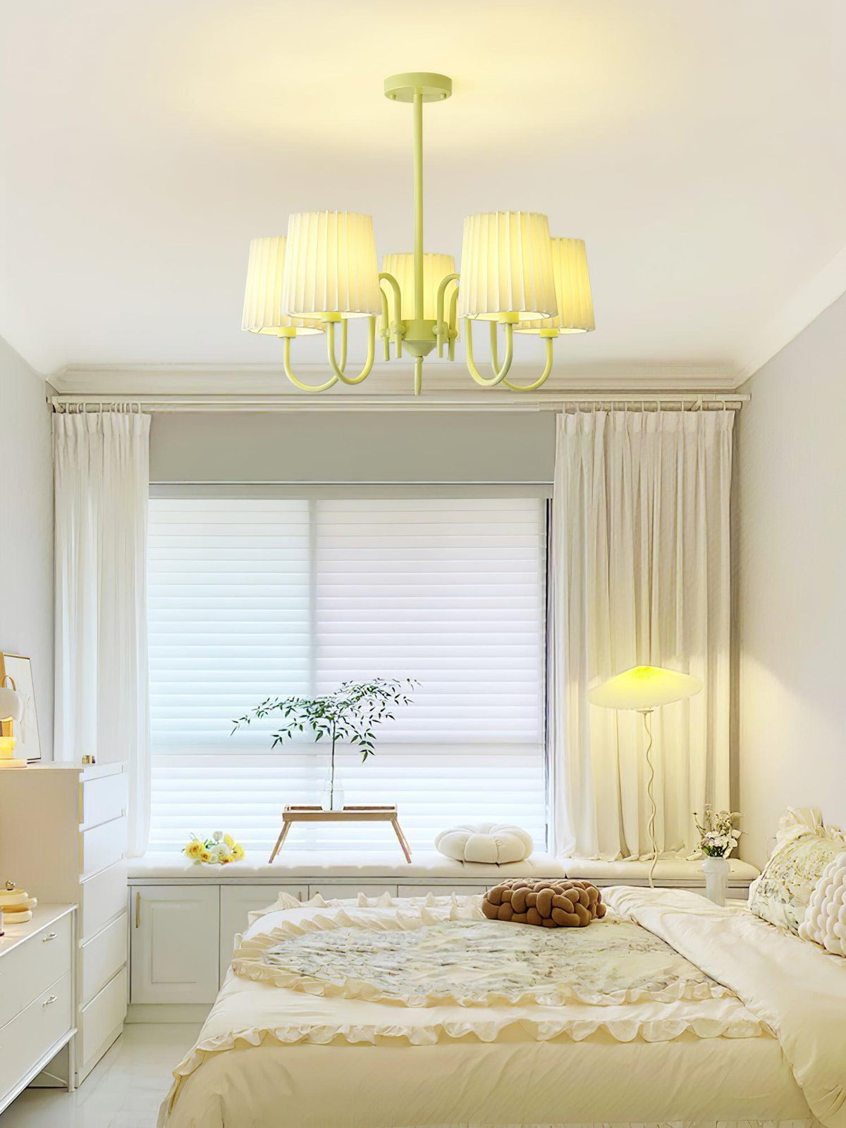 Pleated Fabric Matcha Chandelier