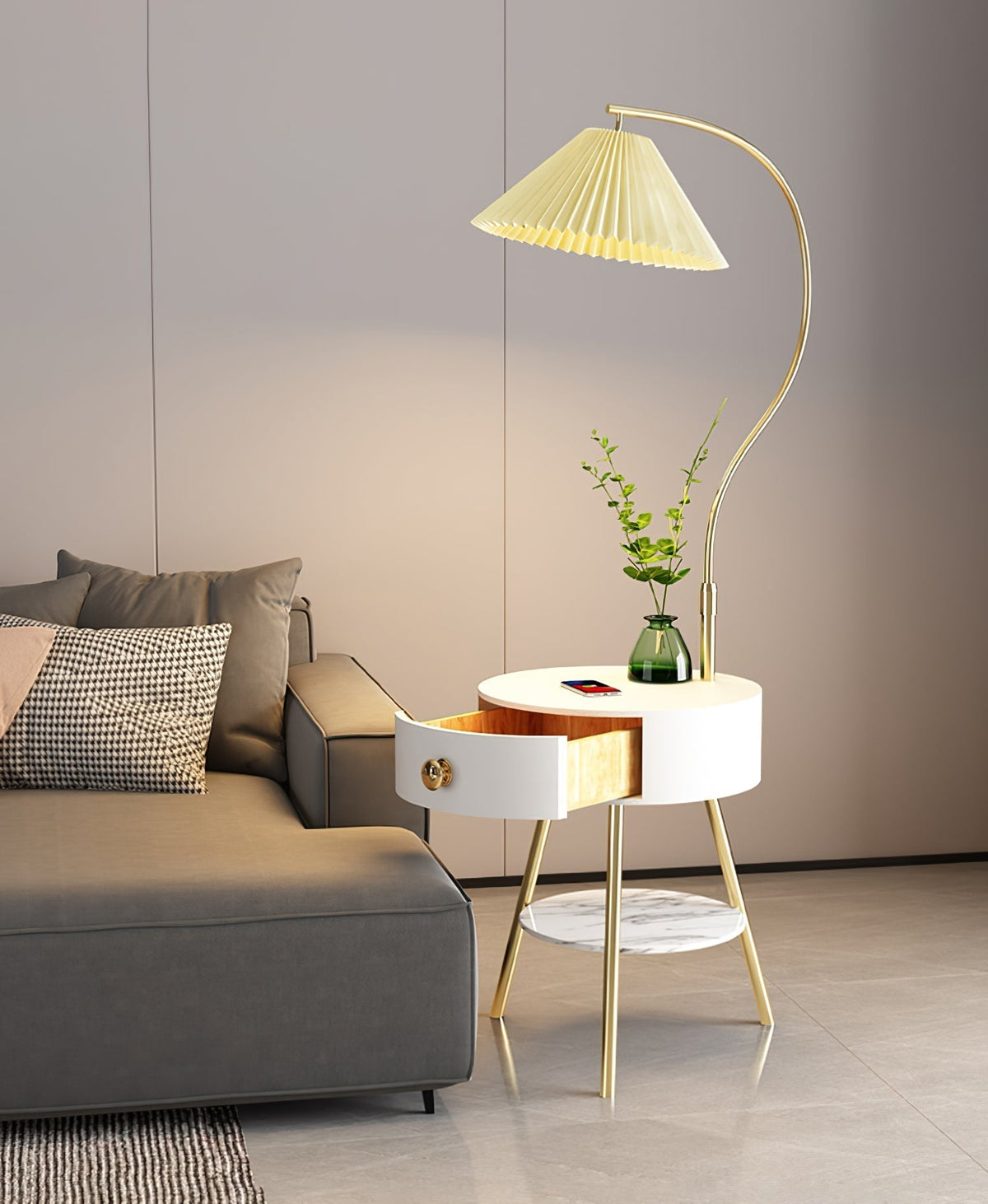 Pleated Nightstand Floor Light