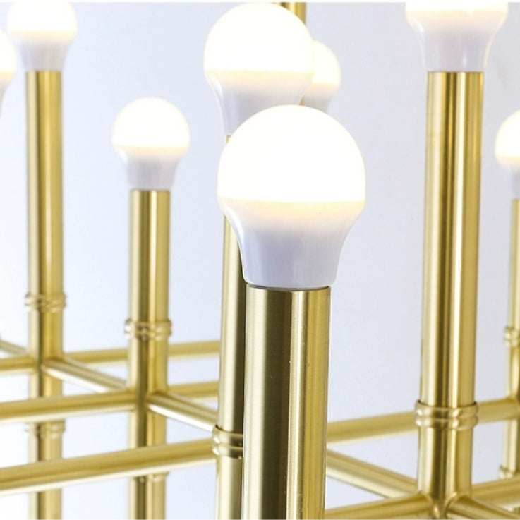Post Modern Bamboo Style Linear Chandelier for Living Room God Iron Design Dining Table Ceiling Light