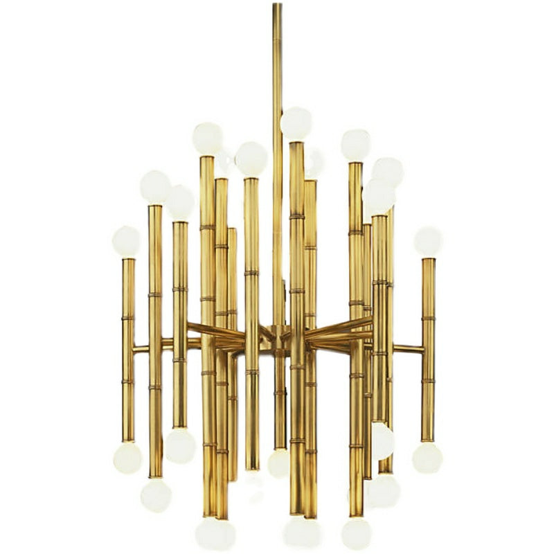 Post Modern Bamboo Style Linear Chandelier for Living Room God Iron Design Dining Table Ceiling Light
