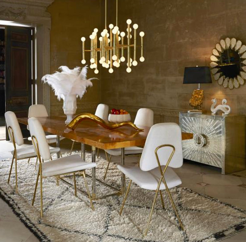 Post Modern Bamboo Style Linear Chandelier for Living Room God Iron Design Dining Table Ceiling Light