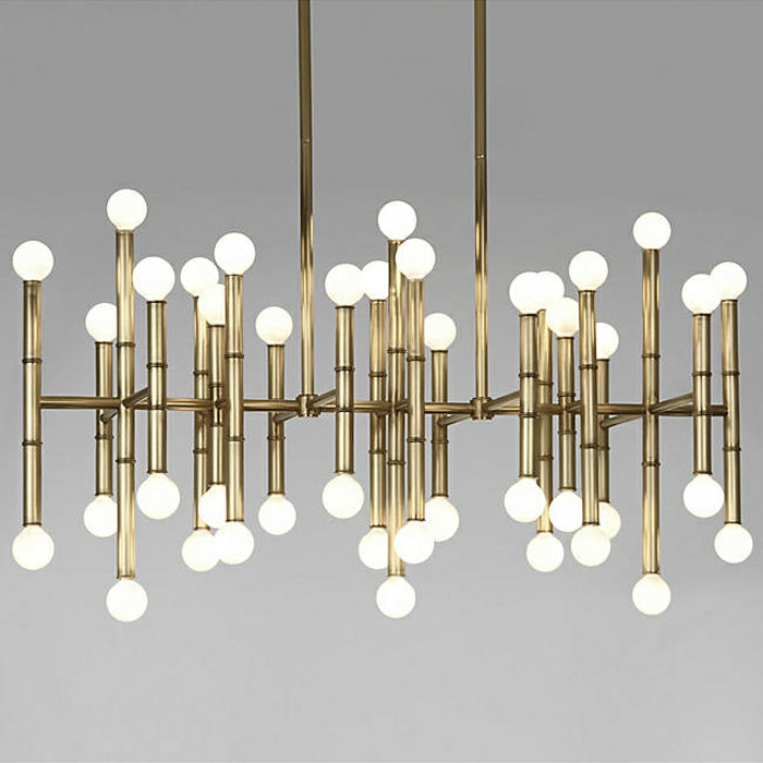 Post Modern Bamboo Style Linear Chandelier for Living Room God Iron Design Dining Table Ceiling Light