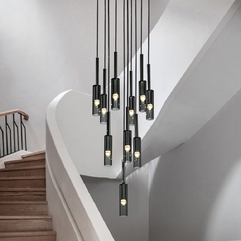 Kacey Postmodern Round Glass Chandelier for Staircase