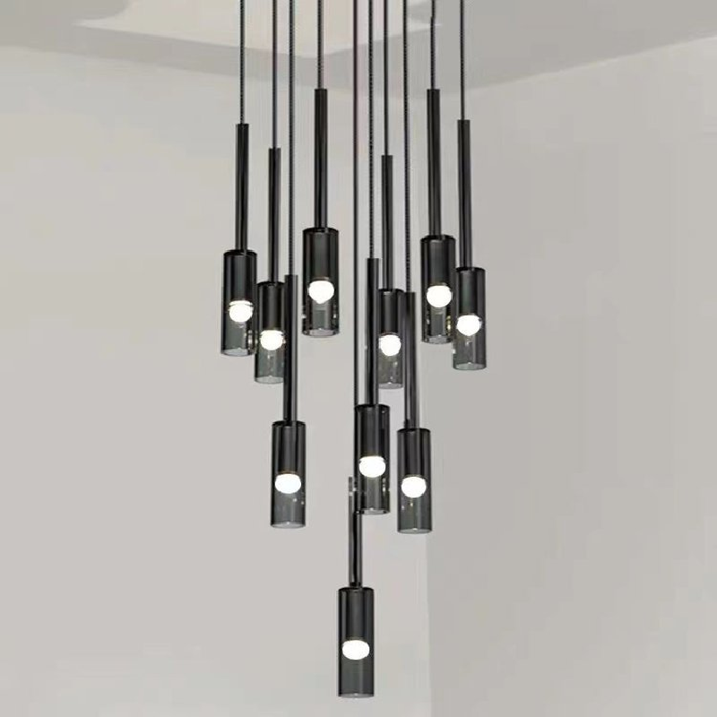 Kacey Postmodern Round Glass Chandelier for Staircase