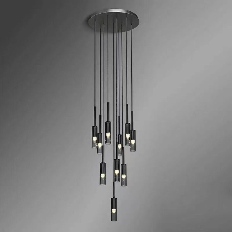 Kacey Postmodern Round Glass Chandelier for Staircase