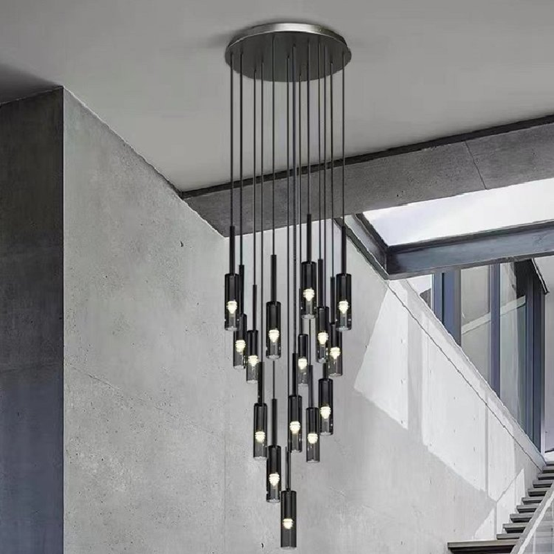 Kacey Postmodern Round Glass Chandelier for Staircase