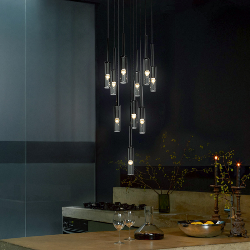 Kacey Postmodern Round Glass Chandelier for Staircase
