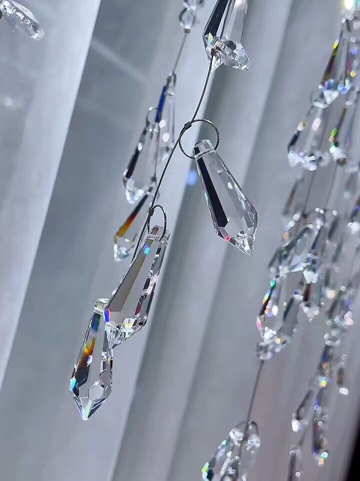 Modern K9 Crystal Tassel Waterfall Chandelier with Stainless Steel Finish for Dining Room and Kitchen Island