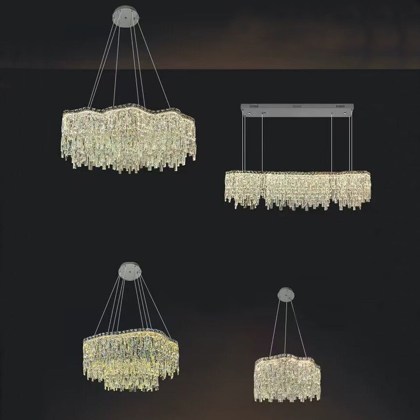 Modern Luxury Irregular Round / oval Crystal Chandelier Set for Bedroom / living Room / dining Room