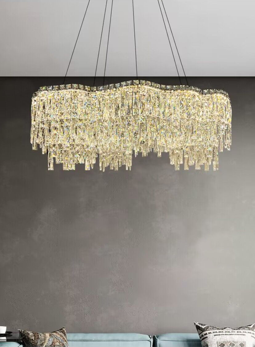 Modern Luxury Irregular Round / oval Crystal Chandelier Set for Bedroom / living Room / dining Room