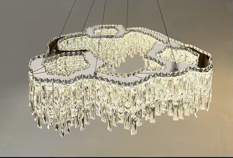 Modern Luxury Irregular Round / oval Crystal Chandelier Set for Bedroom / living Room / dining Room