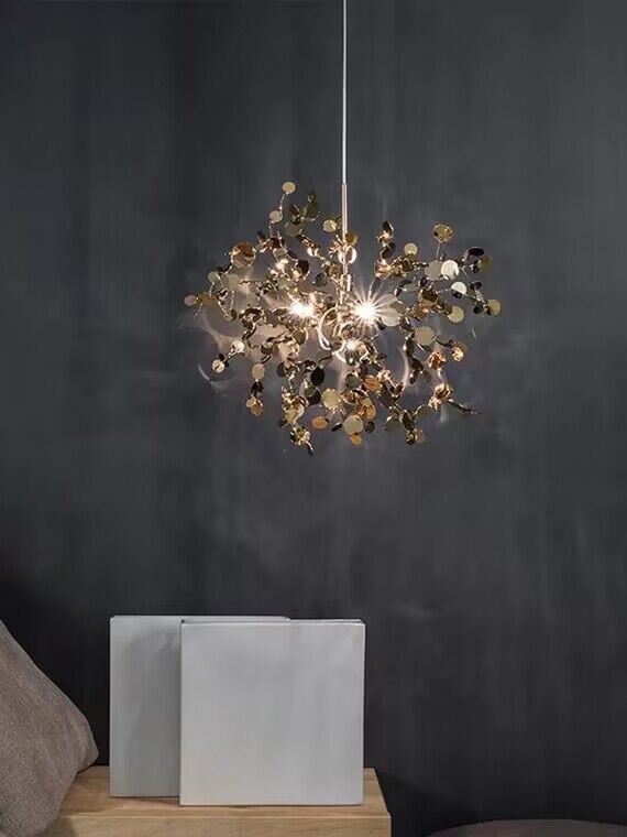 Nordic Modern Stainless Steel Round Decorative Chandelier for Dining Living Room Bar Cafe