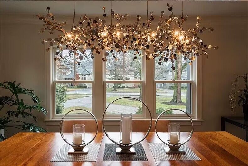 Nordic Modern Stainless Steel Round Decorative Chandelier for Dining Living Room Bar Cafe