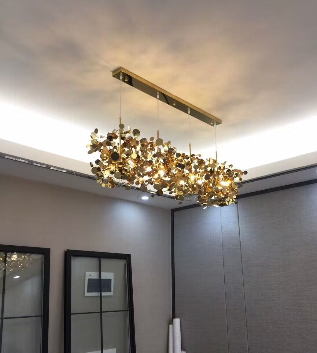 Nordic Modern Stainless Steel Round Decorative Chandelier for Dining Living Room Bar Cafe