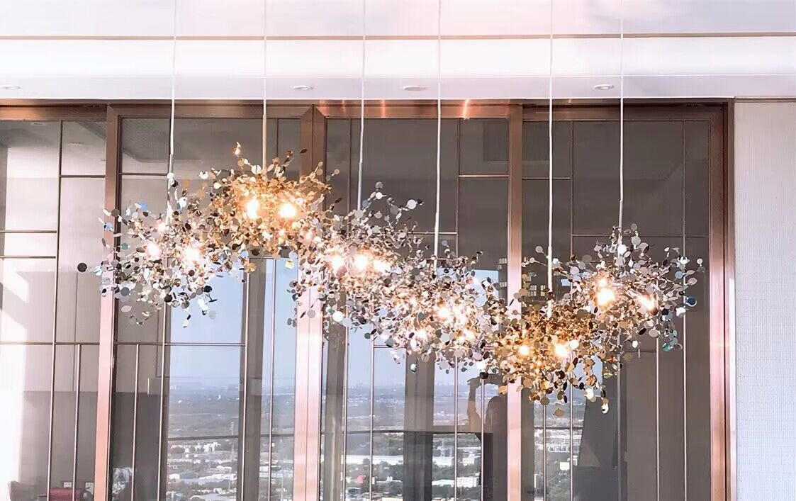 Nordic Modern Stainless Steel Round Decorative Chandelier for Dining Living Room Bar Cafe