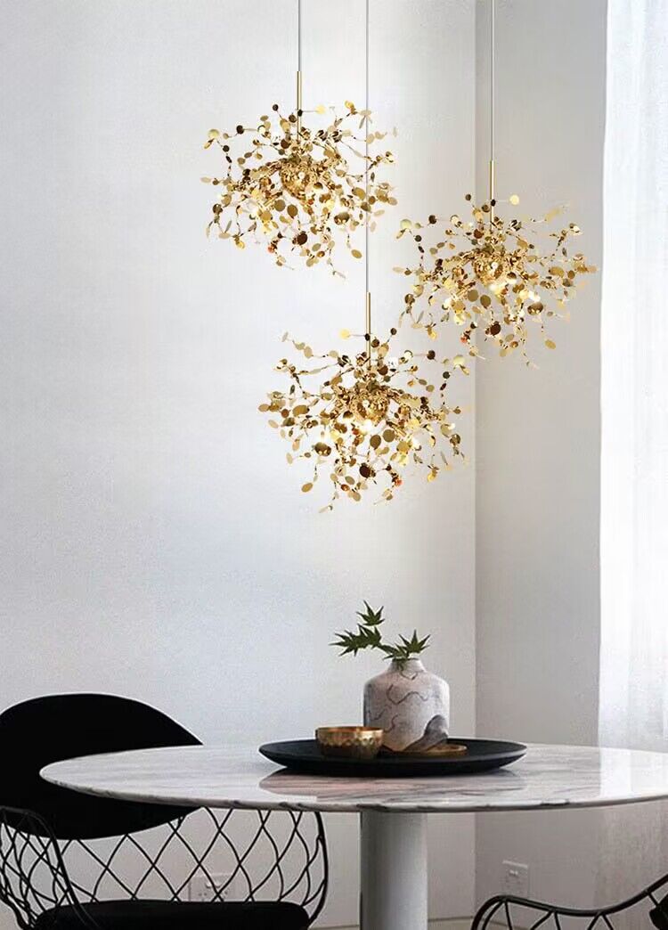 Nordic Modern Stainless Steel Round Decorative Chandelier for Dining Living Room Bar Cafe
