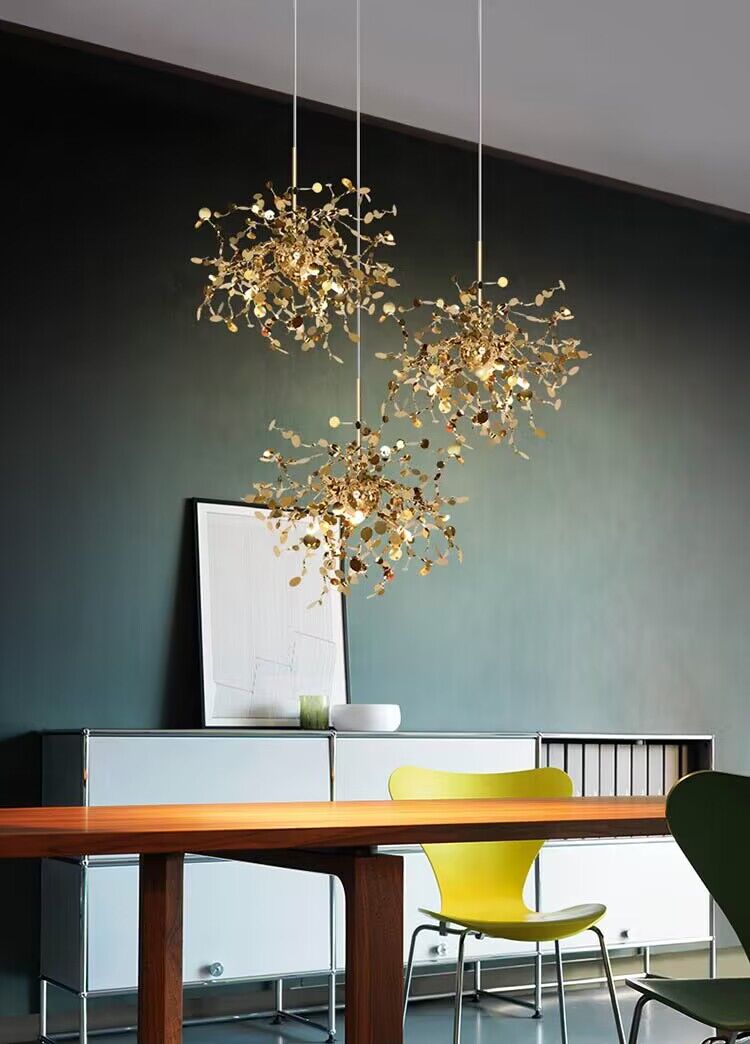 Nordic Modern Stainless Steel Round Decorative Chandelier for Dining Living Room Bar Cafe