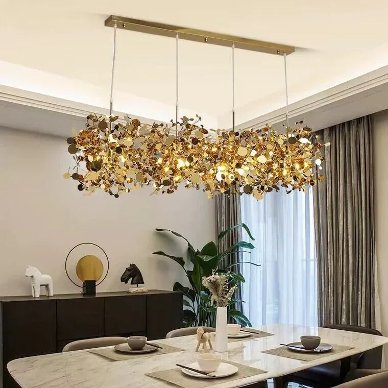 Nordic Modern Stainless Steel Round Decorative Chandelier for Dining Living Room Bar Cafe