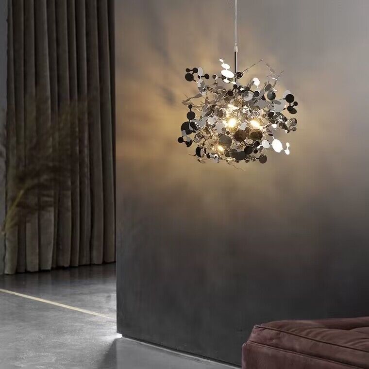 Nordic Modern Stainless Steel Round Decorative Chandelier for Dining Living Room Bar Cafe