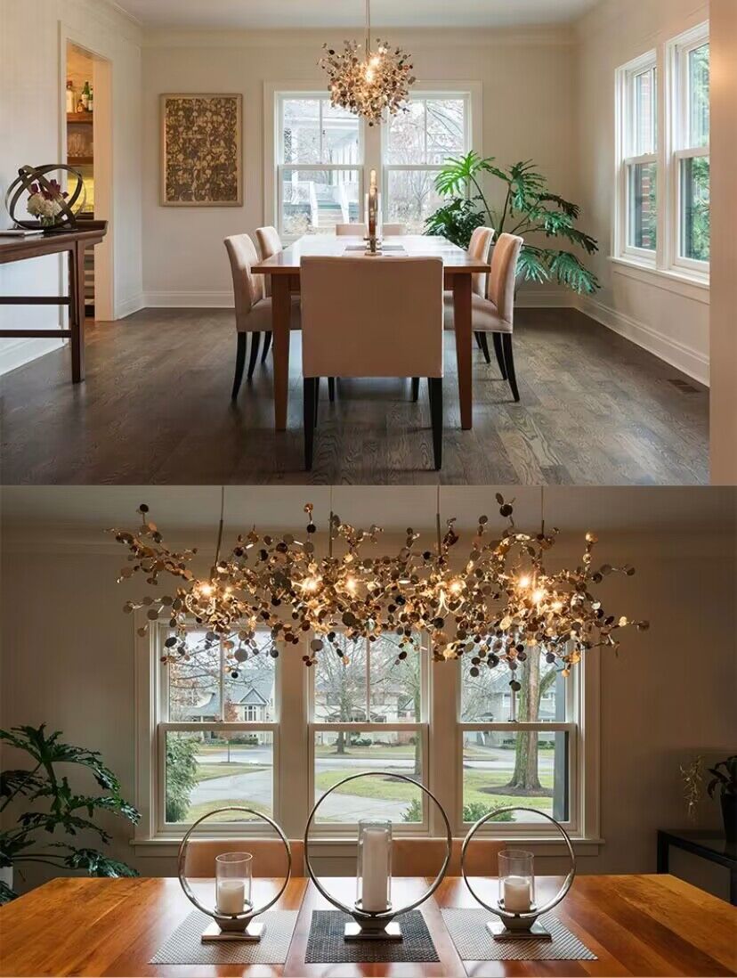 Nordic Modern Stainless Steel Round Decorative Chandelier for Dining Living Room Bar Cafe
