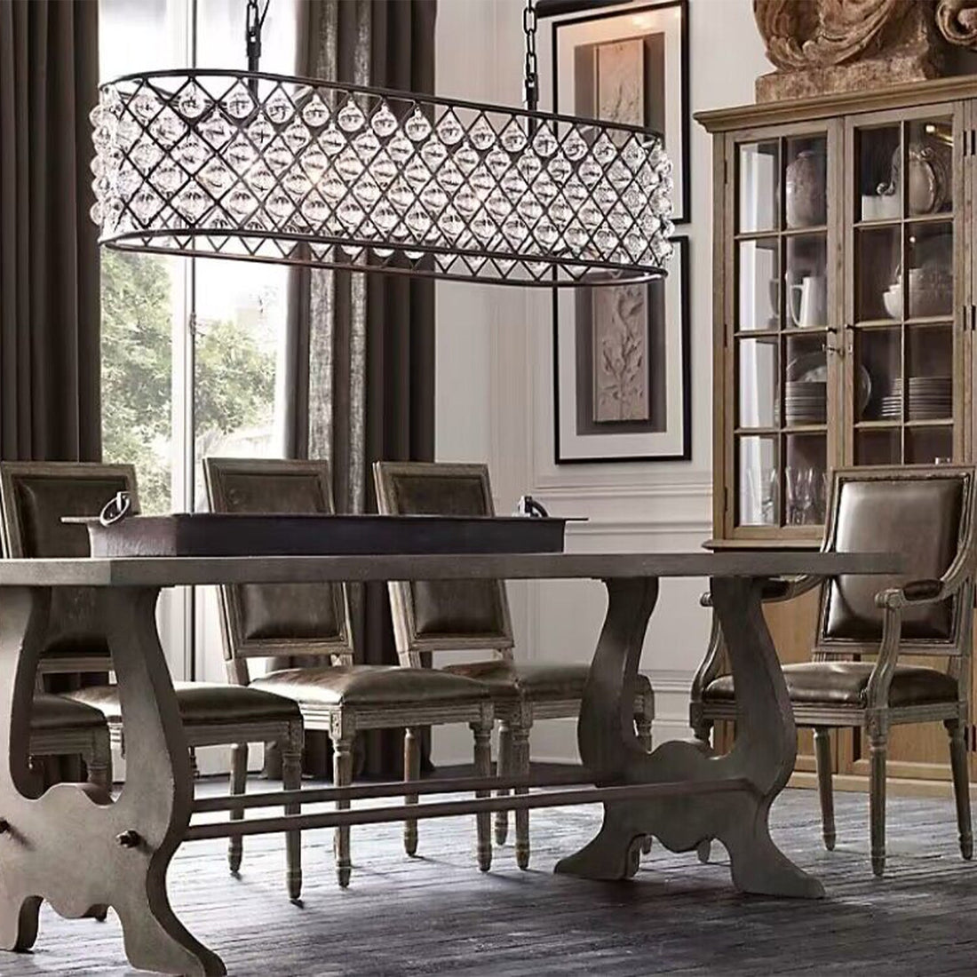 Post-Modern Raindrop Crystal Chandelier Rectangle / round Light for Living Room / dining Table