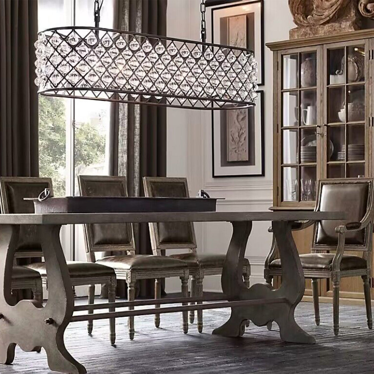 Post-Modern Raindrop Crystal Chandelier Rectangle / round Light for Living Room / dining Table