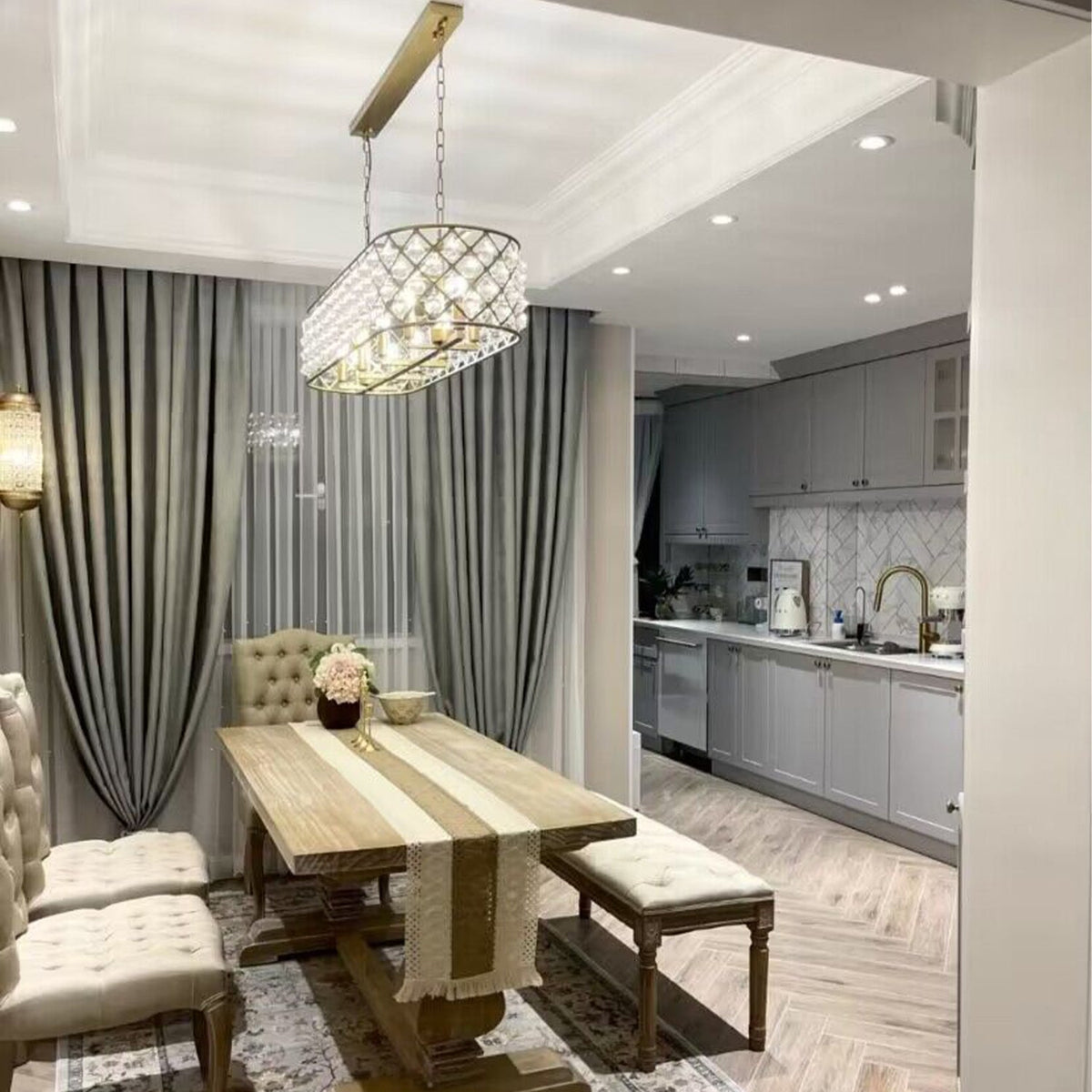 Post-Modern Raindrop Crystal Chandelier Rectangle / round Light for Living Room / dining Table