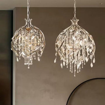 Vintage Style Branch Chandelier with Multi-Crafted Metal and Crystal Finish for Dining Table