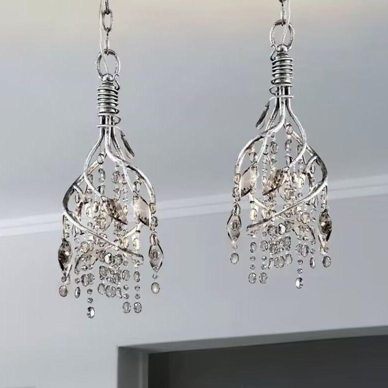Vintage Style Branch Chandelier with Multi-Crafted Metal and Crystal Finish for Dining Table