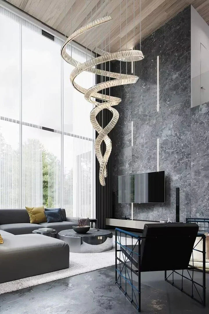 Designer Foyer Living Room Ceiling Light Stylish Spiral Crystal Chandelier for Hotel Entrance