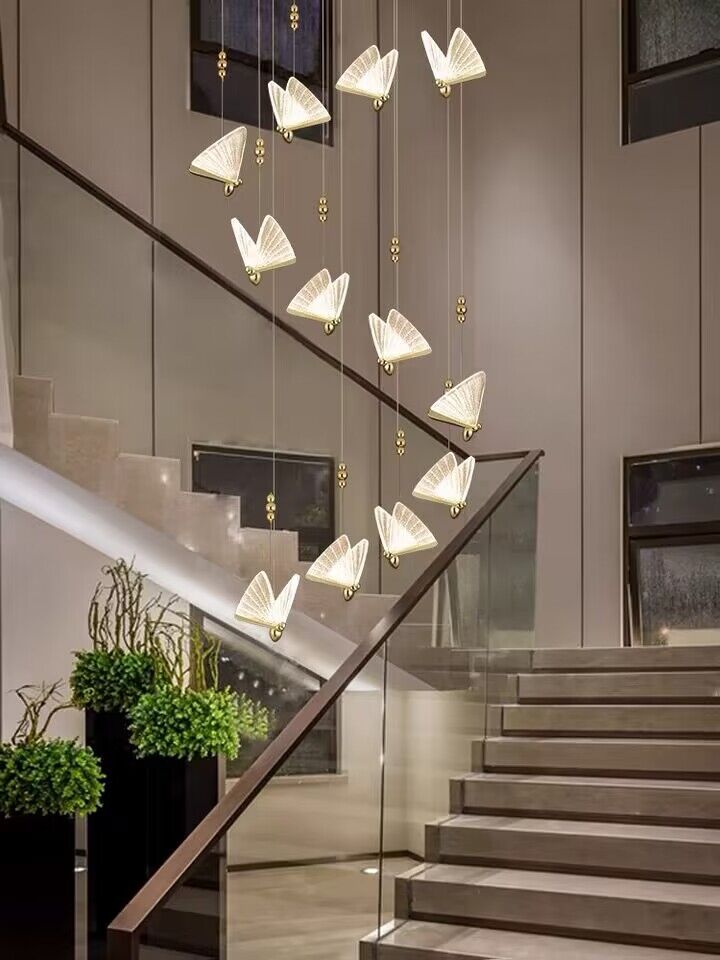 Extra Large Light Luxury Art Butterfly Pendant Chandelier for Bedroom / dining Room / staircase