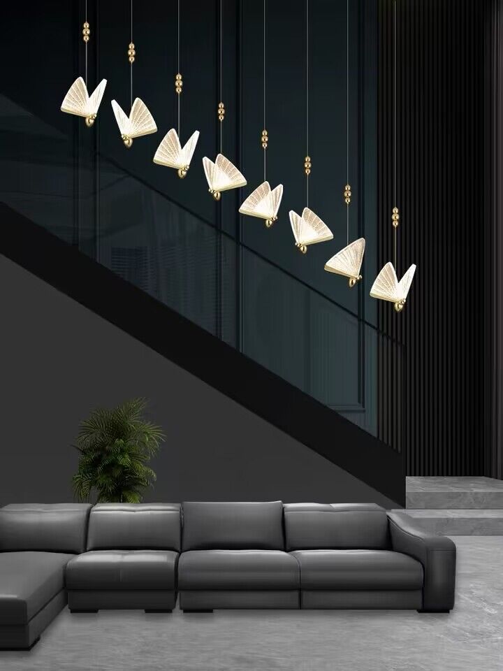 Extra Large Light Luxury Art Butterfly Pendant Chandelier for Bedroom / dining Room / staircase