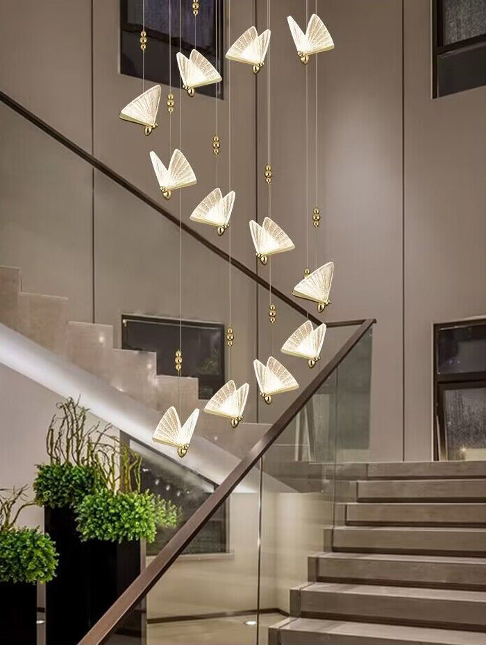 Extra Large Light Luxury Art Butterfly Pendant Chandelier for Bedroom / dining Room / staircase