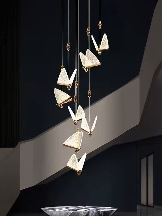 Extra Large Light Luxury Art Butterfly Pendant Chandelier for Bedroom / dining Room / staircase