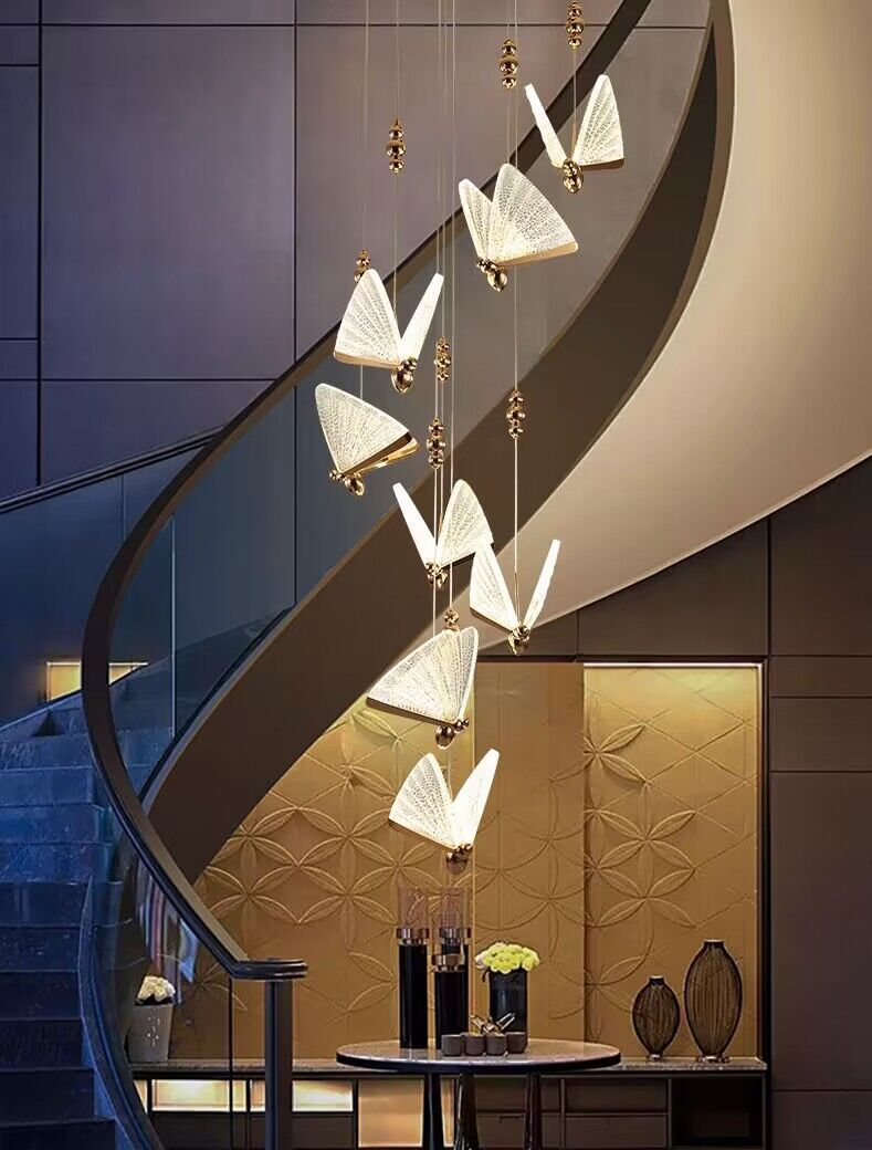 Extra Large Light Luxury Art Butterfly Pendant Chandelier for Bedroom / dining Room / staircase