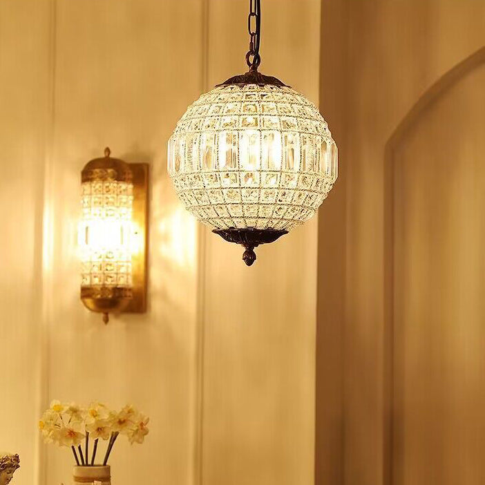 Vintage Sphere Crystal Chandelier with Dark Bronze or French Gold Finish – Designer Metal &